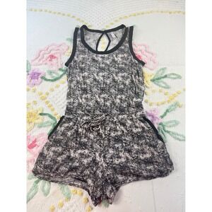 Xhilaration Black White Abstract Print‎ Tie Waist Romper M